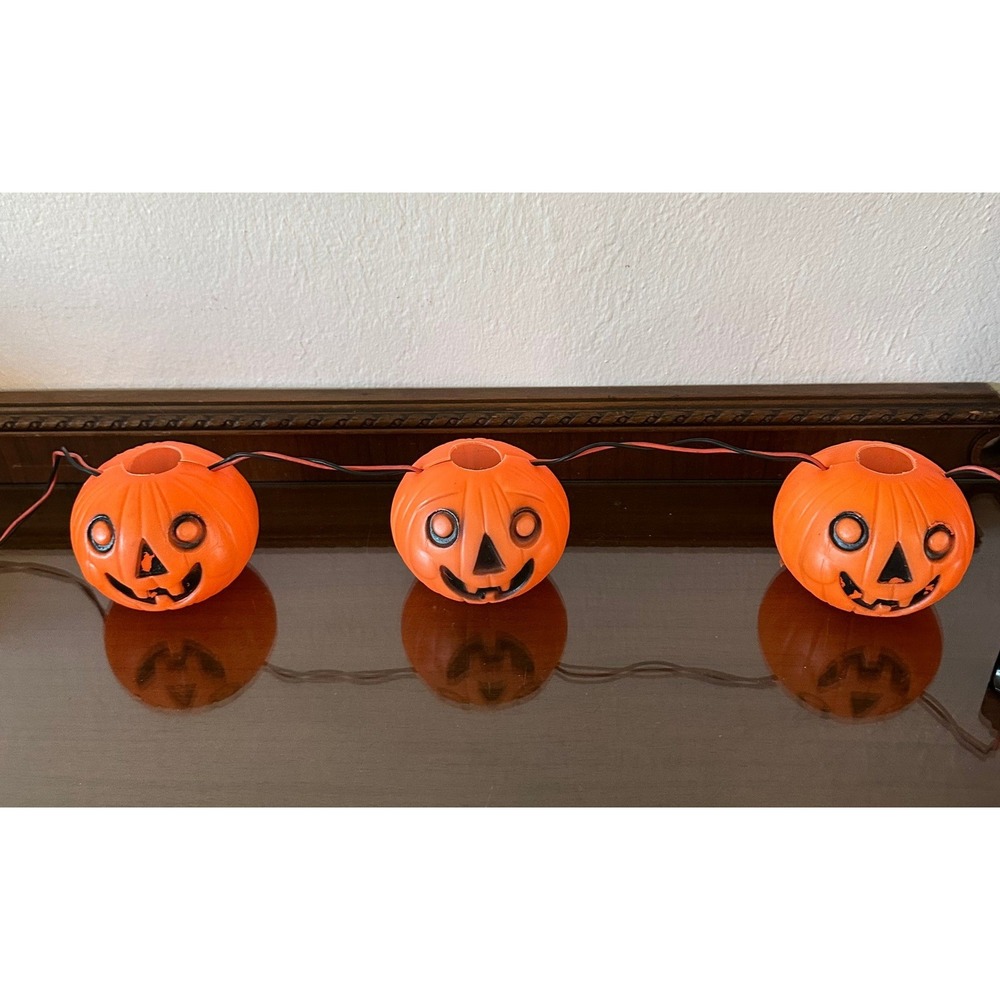 Vtg Peerless Halloween Blow Mold Pumpkin String Light Covers Jack-O-Lantern